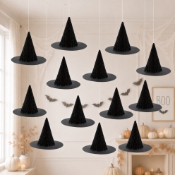 Hanging Large Honeycomb Witch Hats - 12Pk
